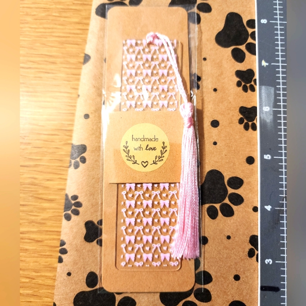 Pink Bow Handmade Bookmark with Tassel